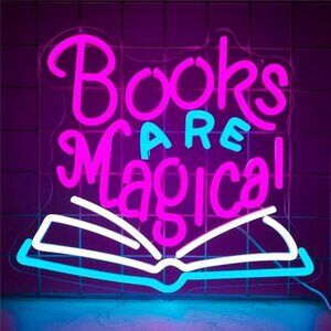 New Books are Magical Neon Sign, Dimmable LED Light for Bedroom & Library Decor